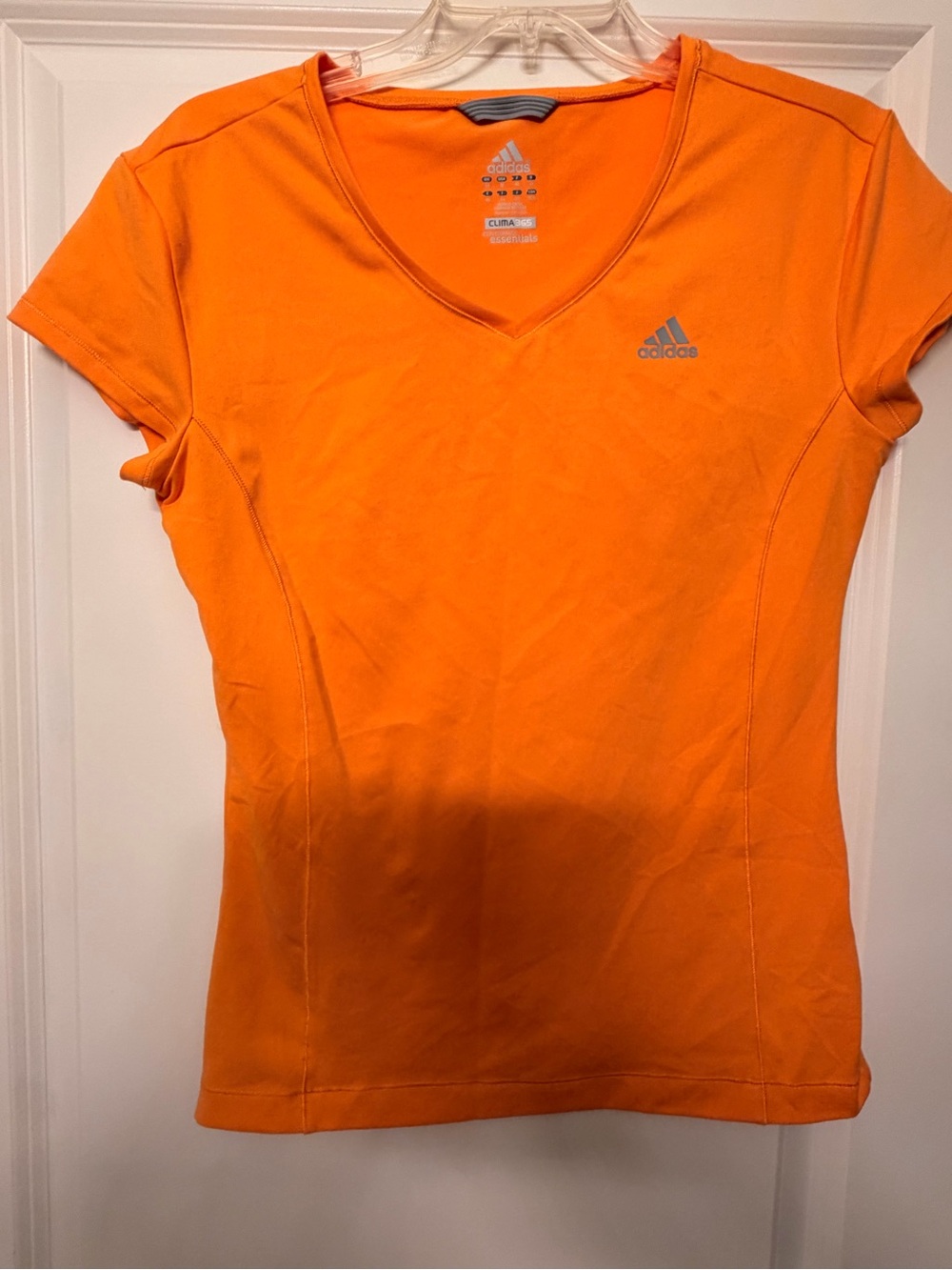adidas Women's Bright Orange V-Neck Performance Tee